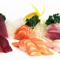 Trio Combo · Salmon, tuna, hamachi 2pcs sushi and sashimi of each.
