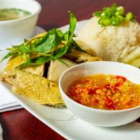 Com Ga Hai Nam · Hai Nam chicken with steam rice.