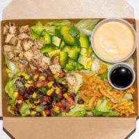 Blazing Bird · House Chipotle Ranch Dressing (on the side), Halal Cajun Chicken Breast, Chopped Romaine Let...