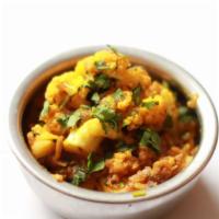 Kashmiri Aloo Gobhi · Fresh cauliflower and white potatoes cooked in kashmiri style with fresh mint leaves herbs, ...