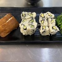 Vegetarian Sushi Combo · 6 piece avocado roll, 6 piece cucumber roll, inari nigiri