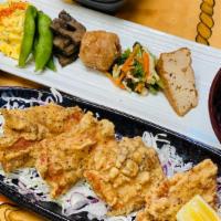 Chicken Nanbam Bento · Deep fried chicken dressed with sweet sour soy sauce.

Come with 6 small side dishes
Choice ...