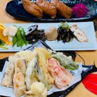 Vegan Bento Box · Come with 6 small side dishes
Vegetable Tempura and 3pcs Inari Sushi

Miso Soup for $2.50