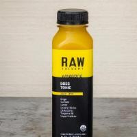 Boss Tonic · by The Raw Juicery 12.3oz. ginger, turmeric, lemon, tangerine oil, camu camu, coconut nectar...