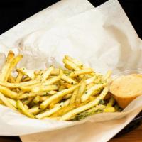 Sage Fries · with sage and garlic and Aleppo sauce