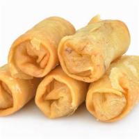 Egg Rolls (Vegetable) (6) (蛋捲) · Vegetarian egg rolls with a side of sweet and sour sauce.