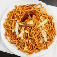 Pork Chow Mein (豬肉炒麵) · Chow mein includes choice of meat with cabbage, celery, and bean sprouts.
