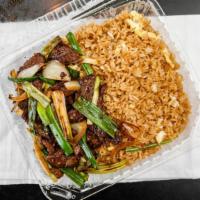 Mongolian Beef ( 蒙古牛肉) · Hot and spicy.


Photo provided is actually a rice plate. Please refer to rice plate section...