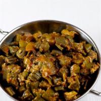 Bhindi Masala · Vegan. Okra sauteed then added in a house special curry sauce.