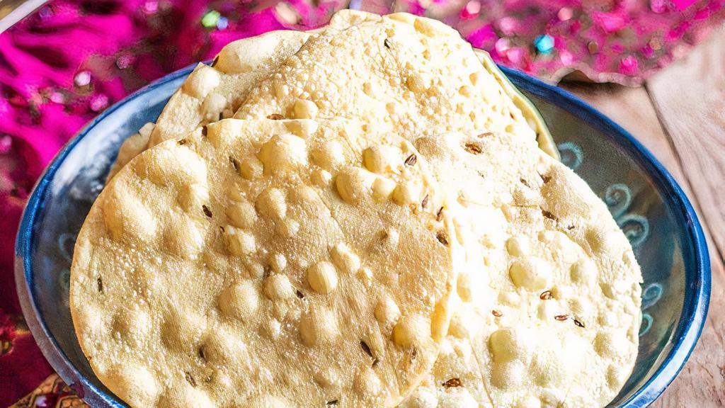 Papadum (2 Pcs.) · Clay oven baked lentil wafers with hint of black pepper.