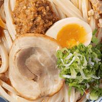 Tonkotsu · Made-to-order Udon noodles served in a pork broth with chashu pork, miso ground pork, garlic...