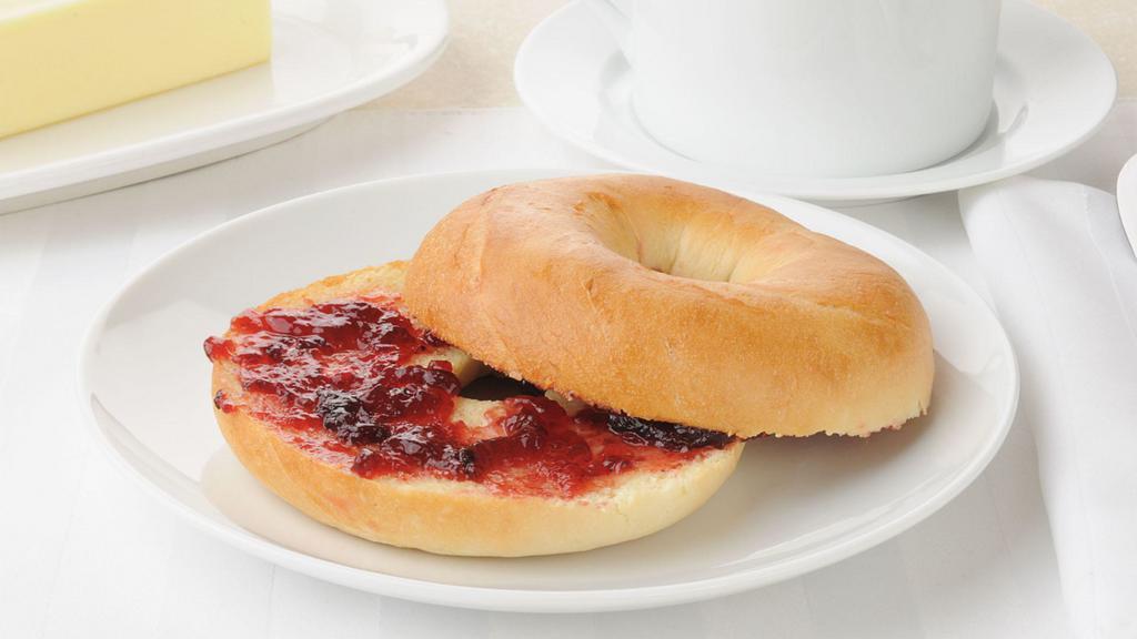 Peanut Butter & Jelly Bagel · Peanut butter and jelly, served on a plain bagel.