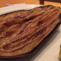 Nasu Dengaku · Fried and grilled eggplant with miso sauce.
