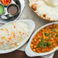 Chana Masala · Garbanzo beans cooked in a special blend of herbs and spices
