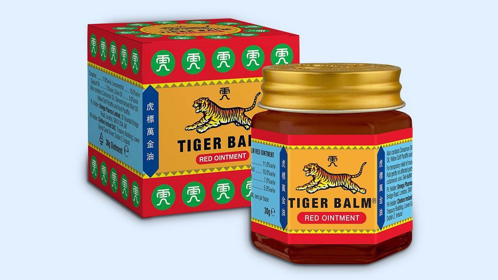 Tiger Balm · Topical over-the-counter pain reliever that contains ingredients such as camphor, menthol, cajuput oil, and clove oil.