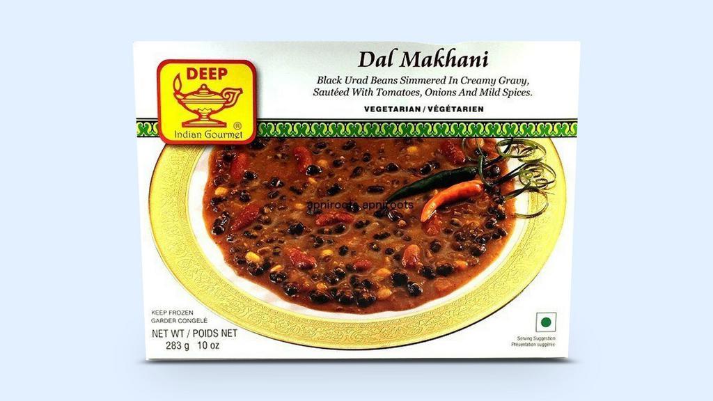 Dal Makhni · (10 oz.)Popular Indian dish made by simmering whole black lentils & red kidney beans with spices, butter & cream. Traditionally dal makhani is prepared by simmering lentils on wood/coal fire for several hours. This slow cooking for prolonged hours yield a creamy, thick and best tasting buttery dal.