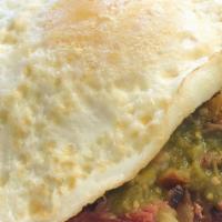 Corned Beef Hash · Homemade Braised Corned Beef and Hash with 2 Eggs any style; Topped with Verde Sauce and Ser...