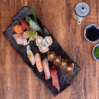 Sushi Combo · 4 pc Chef’s Choices Nigiri, 6 pc Sashimi
3 pc Salmon & Avocado Roll, 4 pc Black Sabbath Roll