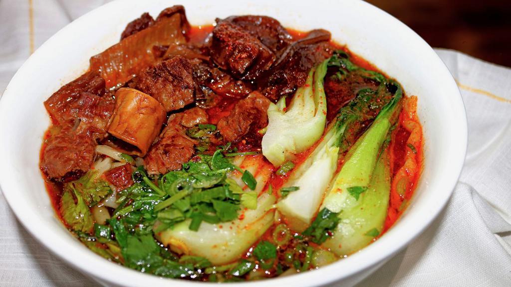 Hot Spicy Beef Stew Pulled Noodle Soup · 