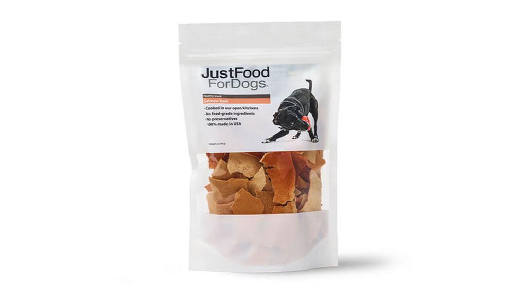 Dog Salmon Bark 5 Oz · Our Salmon Bark Treats for dogs are delicious! These aren't your typical salmon dog treats. This simple salmon treat is made from only two ingredients: wild-caught salmon and dried cassava root—and it’s an ideal snack for just about any dog.