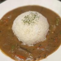 Gumbo · a southern Louisiana stew with hot link sausage (100% beef in pork casing), shrimps, turkey,...