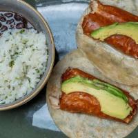 Kids Taco Plate · Two tacos on flour tortillas served with Rice and Beans