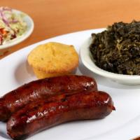 Sausage Platter · Choice of grilled chicken or smoked hot link.