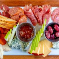 Antipasti & Cheese Platter · For TWO. Specialty local cured meats: salami, coppa, sausage, prosciutto, local cheeses, dri...