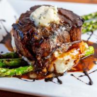Filet Mignon · Certified Angus beef tenderloin, garlic mashed potato, brocollini, served with with compound...