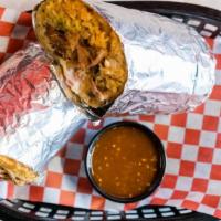 Chicken Super Burrito · Our super burrito is made with the meat of your choice with rice, beans, sour cream, guacamo...
