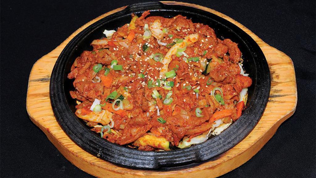 S-3. Spicy Pork · Thinly sliced pork marinated and sauteed with Korean chili spice.