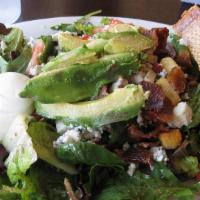 Cobb Salad · Mixed greens, romaine hearts, Gorgonzola cheese, bacon, croutons, avocado, tomato and sliced...