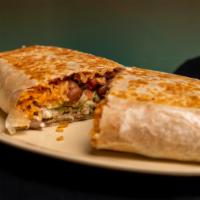 Regular Burrito · Choice of meat, rice, whole beans, and pico de gallo.