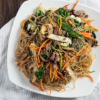 10. Chap Chae · Stir-fried glass noodles with beef and vegetable. May substitute with chicken or tofu.
