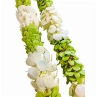 Green & White · Oncidium orchid lei.