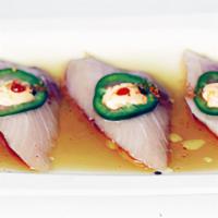 Ponzu Hamachi · Thin sliced yellowtail with jalapeno and sauce.