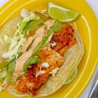 Sí Food Taco · Allergens dairy. Grilled seafood with bell peppers and onions, topped with cabbage, avocado,...