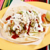 Veggie Taco · Contains dairy. Rice, whole beans, cheese, sour cream, cabbage, pico de gallo and guacamole.
