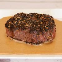 Pepper Steak · a Boneless New York Patted with Cracked Black Pepper, Grilled and Served with Brandy, Cream ...