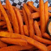 Sweet Potato Fries · Yummy sweet potato crinkles with spicy mayo sauce.