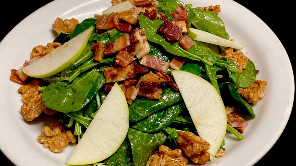 Baby Spinach & Bacon · apples, caramelized walnuts; miso-blue cheese dressing