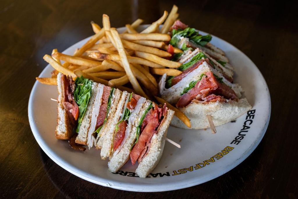 Club Sandwich · Turkey bacon, lettuce, tomato, mayo, and cheese.