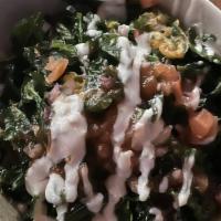 Palak Chaat · Baby Spinach, tamarind, yogurt, and roasted cumin, mixed for a creamy chaat