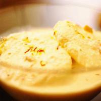 Rasmalai · Dumplings made from cottage cheese soaked in sweetened and thickened milk delicately flavoured