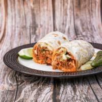 Regular Burrito · Flour tortilla, choice of meat, rice, beans, cilantro, onion, and salsa.