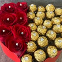 Chocolates & Roses Box · Our choice of roses and chocolates in a  heart or square shaped box.