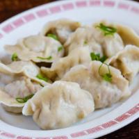 韭菜虾仁猪肉水饺 Chives, Shrimp & Pork Dumpling (10) · Chives, Shrimp, Pork Filled Dumplings