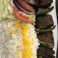 Chicken Kofte Plate · Charbroiled ground lamb with herbs, rice, house salad, hummus, pita bread and yogurt sauce.