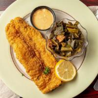 Catfish w/ Two Sides · Deep fried Catfish with any two sides.