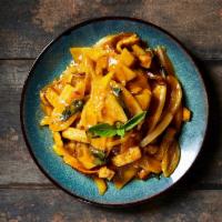 Mango Tofu · Gluten-free. Wok tossed hodo foods organic tofu cooked with mangoes, onions, oyster sauce, T...